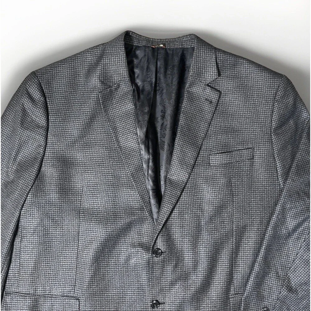 Oak Hill Blazer 4XL 58/60 Black Grey Micro Houndstooth Two Button Sport Coat
